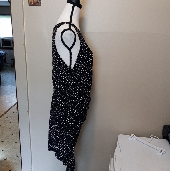 Ann Taylor Polka Dot Gathered Sleeveless Dress Womens Sz 10 (Cut Shorter) - Picture 2 of 5
